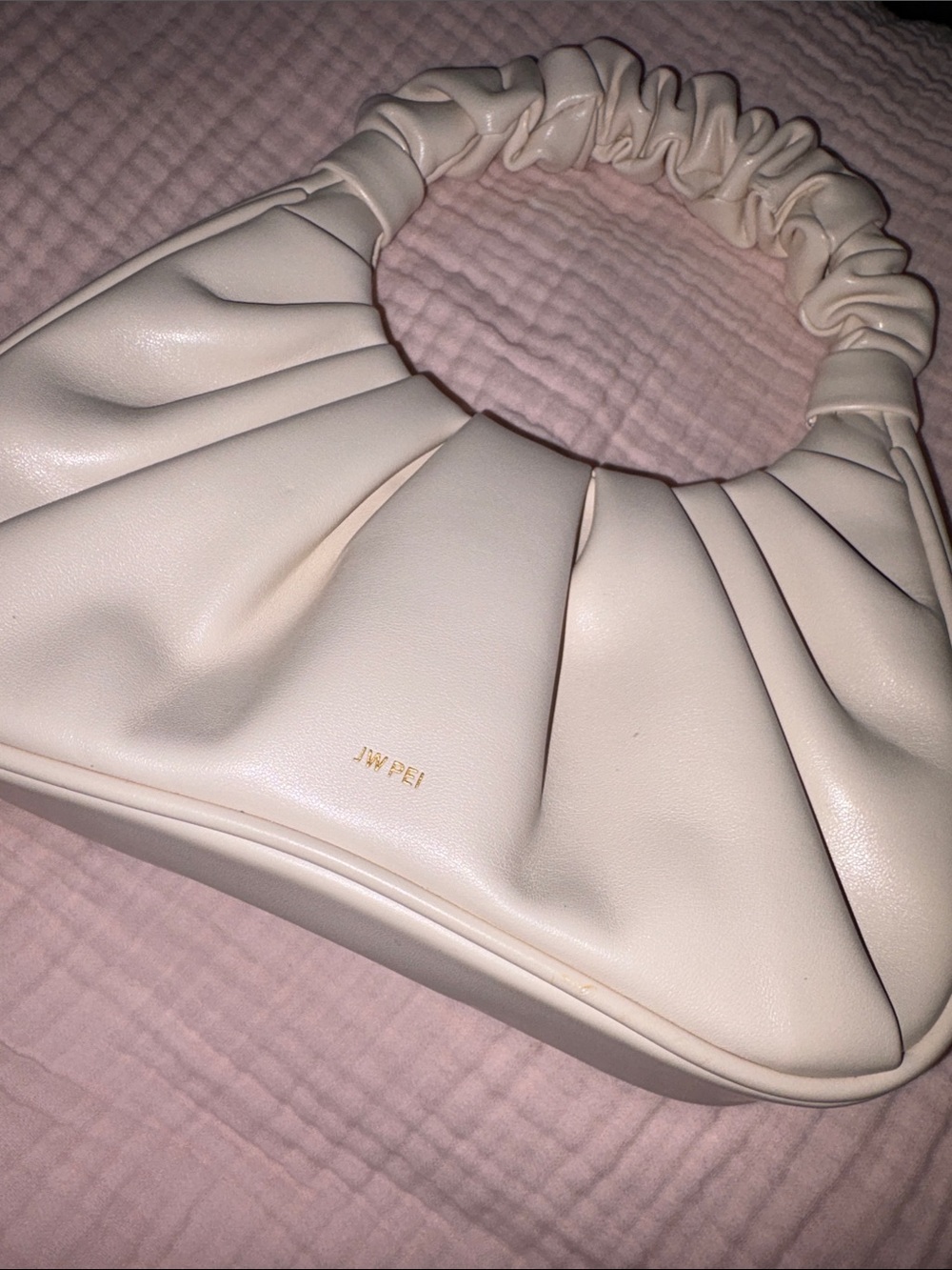 JW PEI Soft Cream Ruched Shoulder Bag
